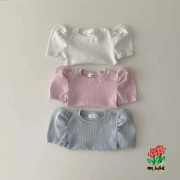 My Bebe - Korean Children Fashion - #kidsstore - Rib Puff Tee - 2