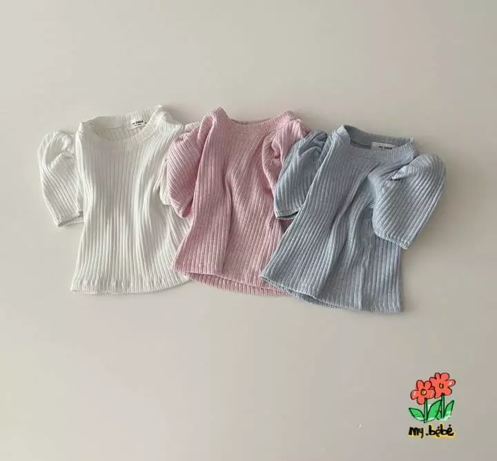 My Bebe - Korean Children Fashion - #kidzfashiontrend - Rib Puff Tee - 3
