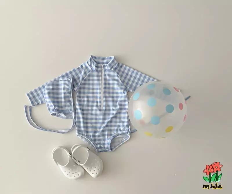 My Bebe - Korean Children Fashion - #minifashionista - Zipper Rash Guard with Hat - 8