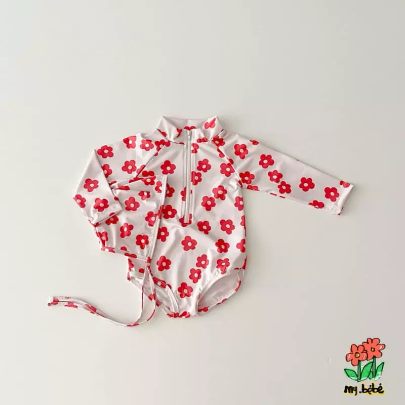 My Bebe - Korean Children Fashion - #stylishchildhood - Zipper Rash Guard with Hat - 12