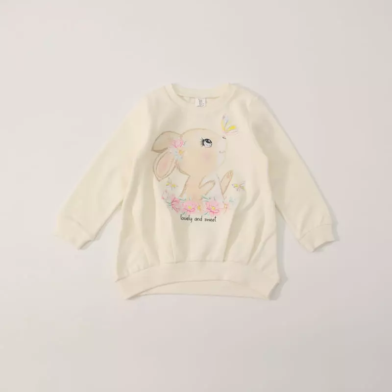 New-Pierrot - Korean Children Fashion - #Kfashion4kids - Flower Rabbit Long Tee - 10