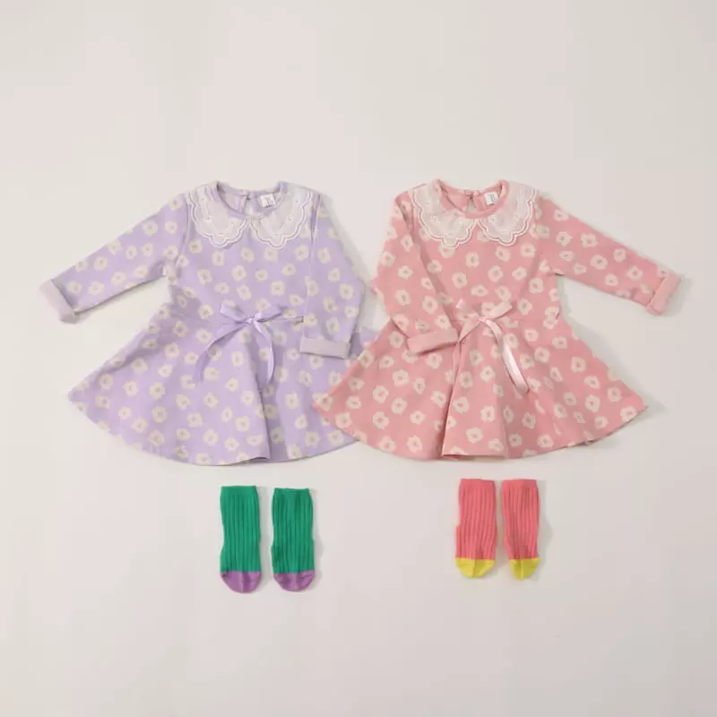 New-Pierrot - Korean Children Fashion - #Kfashion4kids - Daisy Flower One-piece
