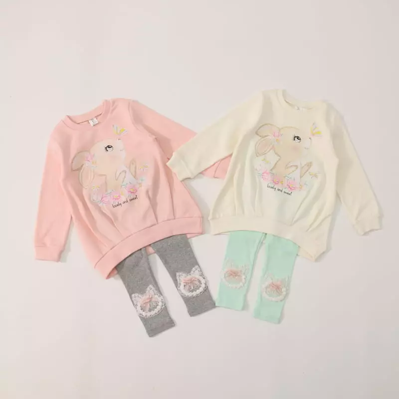 New-Pierrot - Korean Children Fashion - #childrensboutique - Flower Rabbit Long Tee - 3