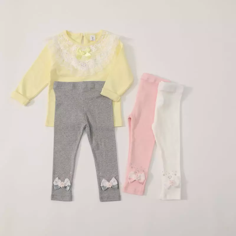 New-Pierrot - Korean Children Fashion - #discoveringself - Ribbon Flower Leggings - 3