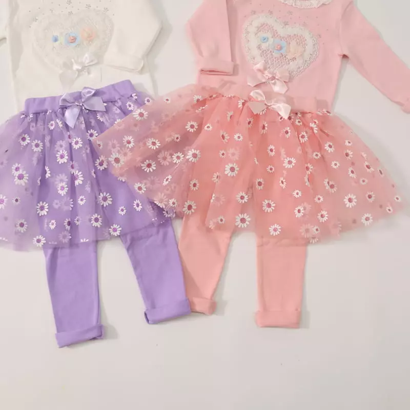 New-Pierrot - Korean Children Fashion - #discoveringself - Daisy Flower Skirt Leggings