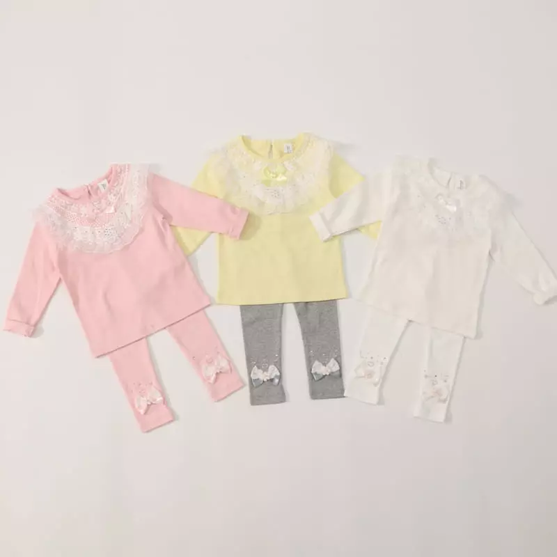 New-Pierrot - Korean Children Fashion - #kidsstore - Ribbon Flower Leggings - 6