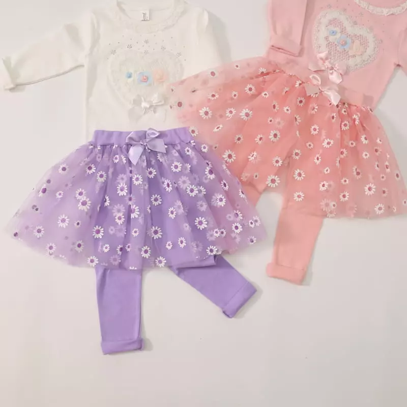 New-Pierrot - Korean Children Fashion - #kidzfashiontrend - Daisy Flower Skirt Leggings - 5