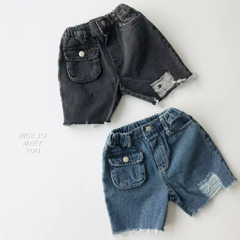 Nice To Meet You - Korean Children Fashion - #Kfashion4kids - Pocket Denim Shorts - 12