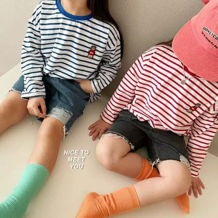 Nice To Meet You - Korean Children Fashion - #childofig - Teddy Stripes Tee