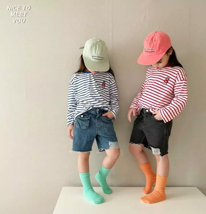 Nice To Meet You - Korean Children Fashion - #childrensboutique - Teddy Stripes Tee - 2
