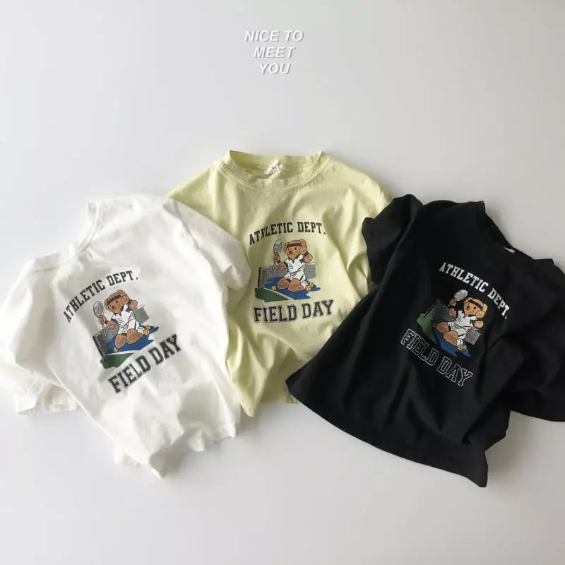Nice To Meet You - Korean Children Fashion - #designkidswear - Tennis Bear Tee