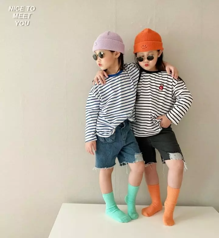 Nice To Meet You - Korean Children Fashion - #designkidswear - Teddy Stripes Tee - 3