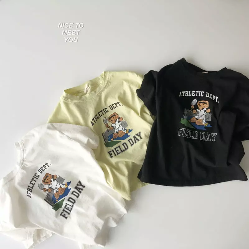 Nice To Meet You - Korean Children Fashion - #discoveringself - Tennis Bear Tee - 2