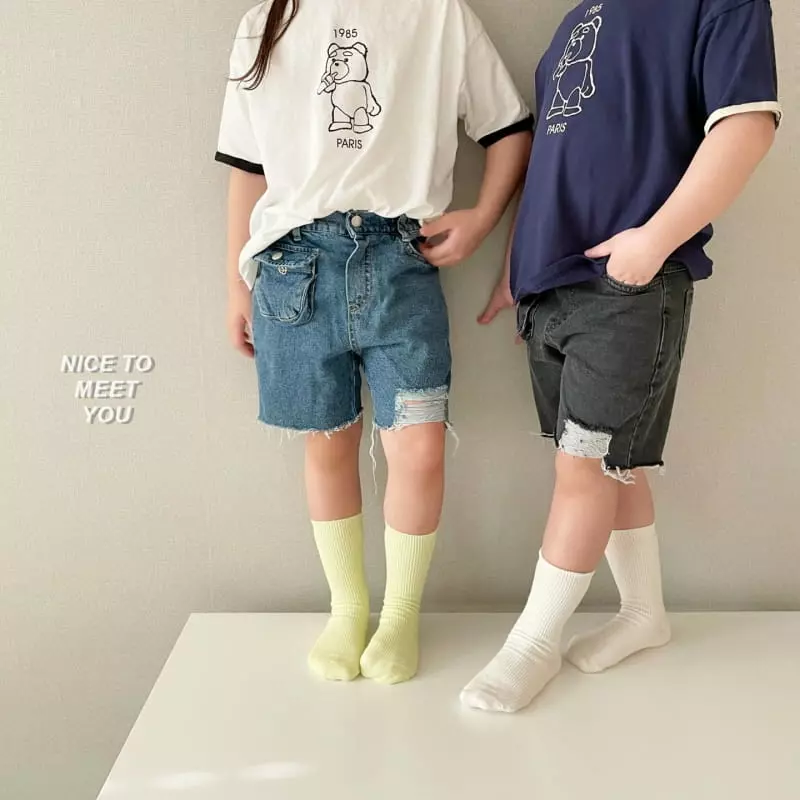 Nice To Meet You - Korean Children Fashion - #discoveringself - Pocket Denim Shorts - 7