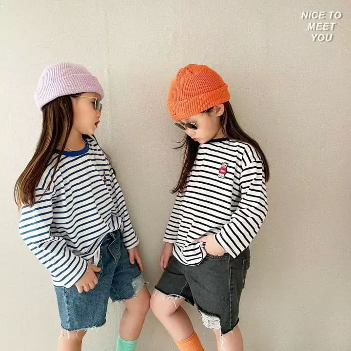 Nice To Meet You - Korean Children Fashion - #designkidswear - Teddy Stripes Tee - 4