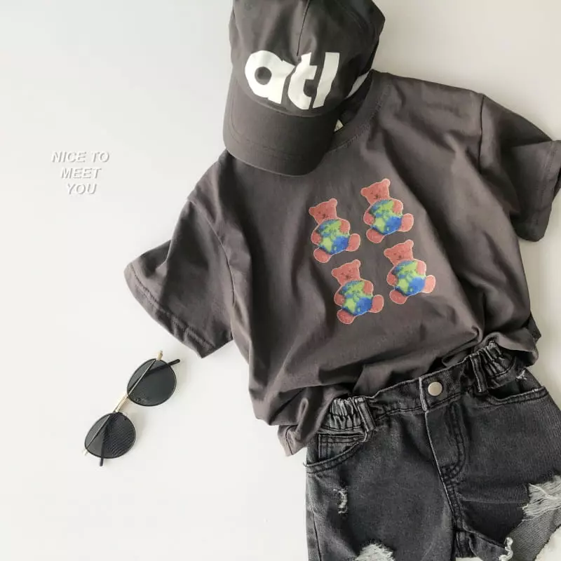 Nice To Meet You - Korean Children Fashion - #kidsshorts - Space Bear Tee - 6