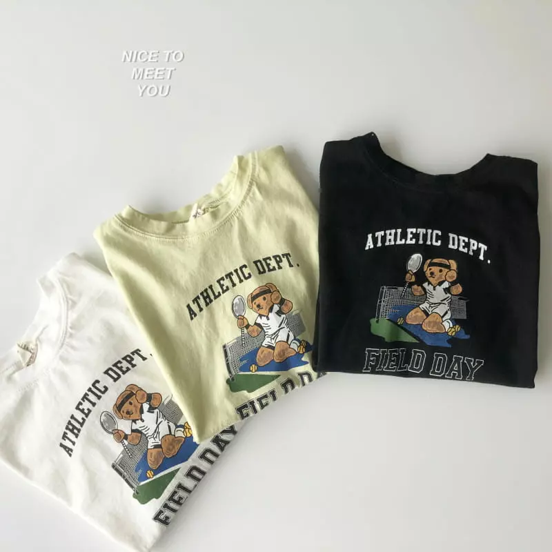 Nice To Meet You - Korean Children Fashion - #kidsstore - Tennis Bear Tee - 5