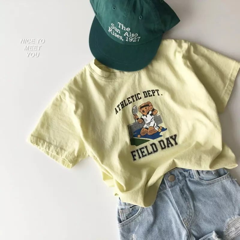 Nice To Meet You - Korean Children Fashion - #kidzfashiontrend - Tennis Bear Tee - 6