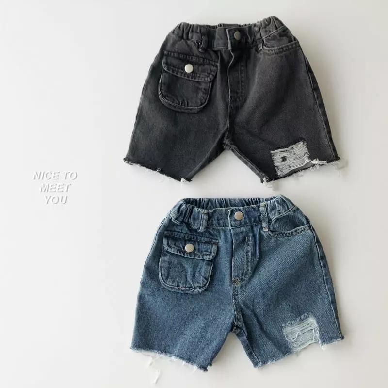 Nice To Meet You - Korean Children Fashion - #kidzfashiontrend - Pocket Denim Shorts - 11