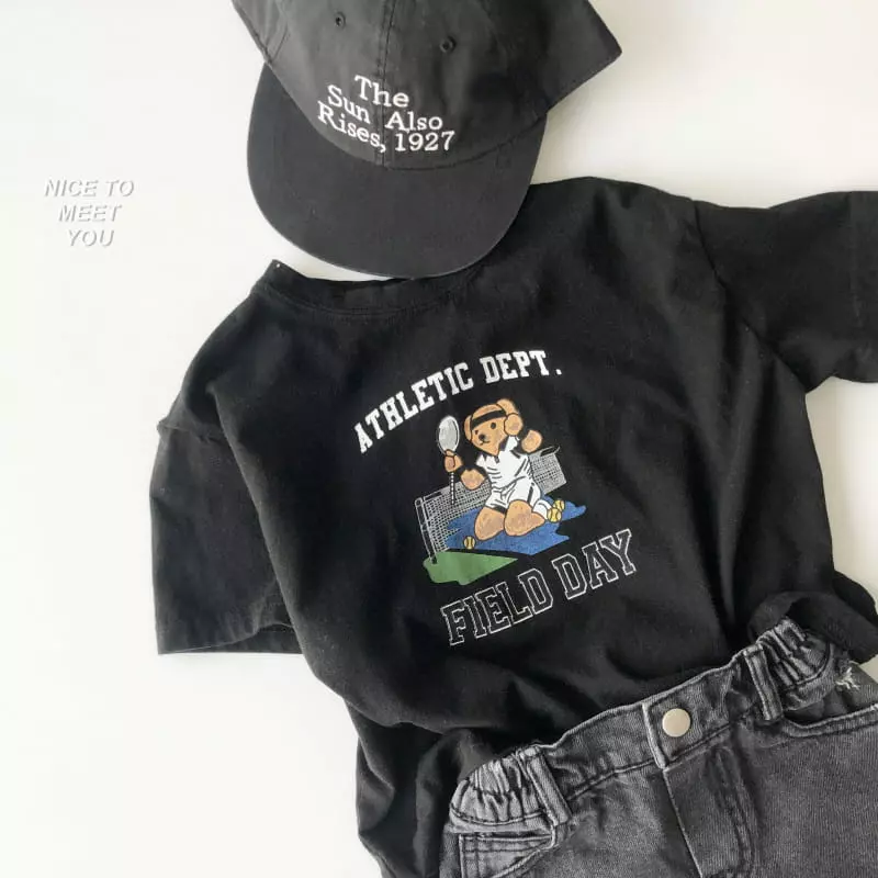 Nice To Meet You - Korean Children Fashion - #littlefashionista - Tennis Bear Tee - 8
