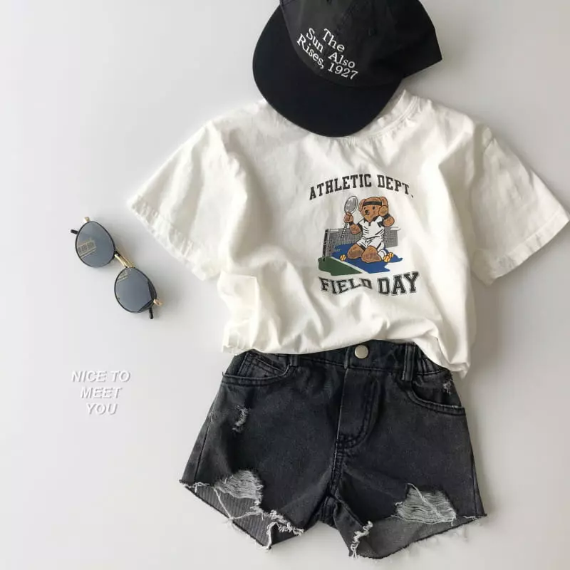 Nice To Meet You - Korean Children Fashion - #magicofchildhood - Tennis Bear Tee - 9