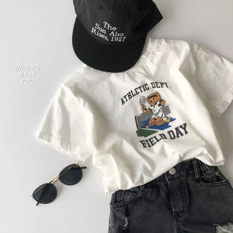 Nice To Meet You - Korean Children Fashion - #minifashionista - Tennis Bear Tee - 10