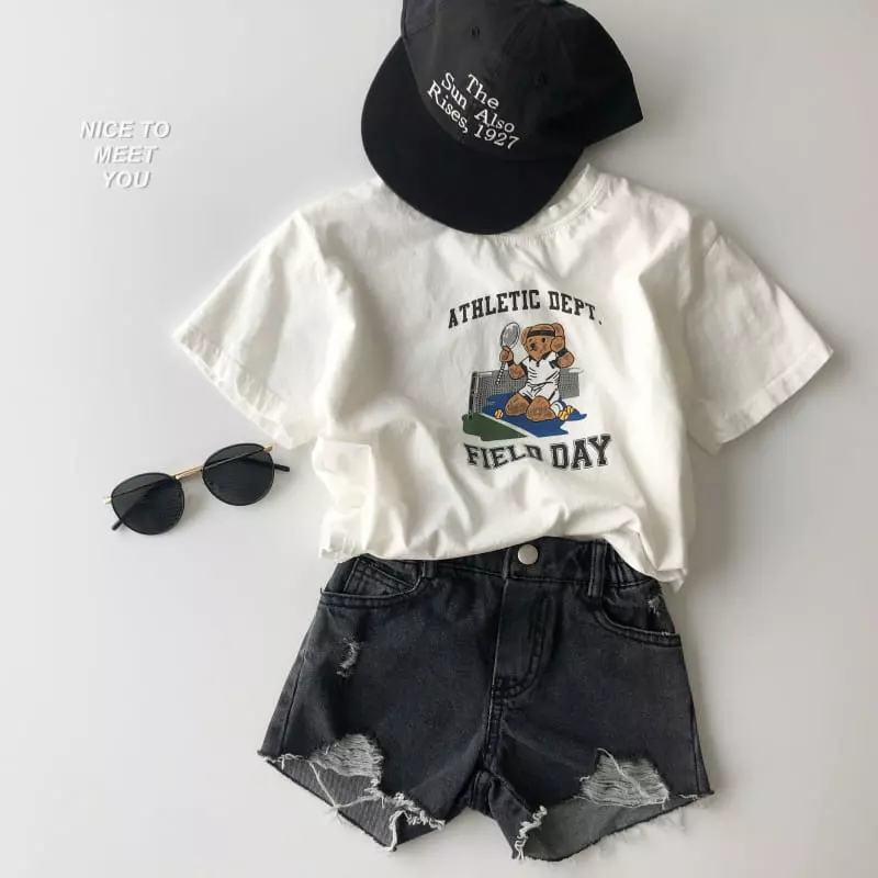 Nice To Meet You - Korean Children Fashion - #prettylittlegirls - Tennis Bear Tee - 11