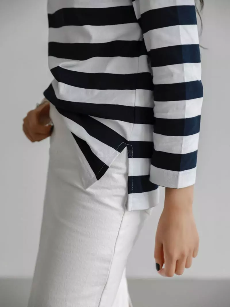 Paper Moon - Korean Women Fashion - #momslook - Stripes Slim Fit Tee - 2