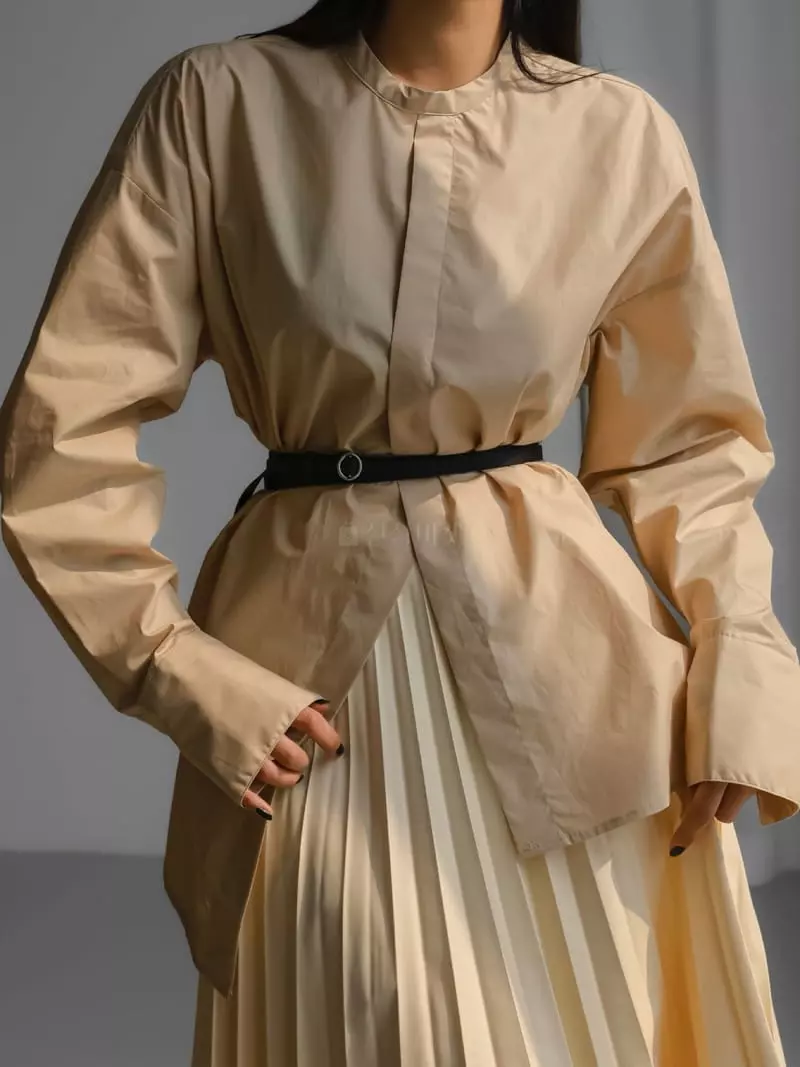 Paper Moon - Korean Women Fashion - #momslook - Unbalance Front Cotton Blouse - 2
