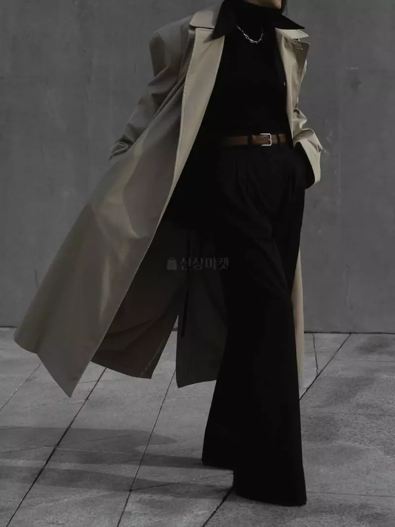Paper Moon - Korean Women Fashion - #momslook - Oversize Wrao Detail Unbalance Trench Coat - 7