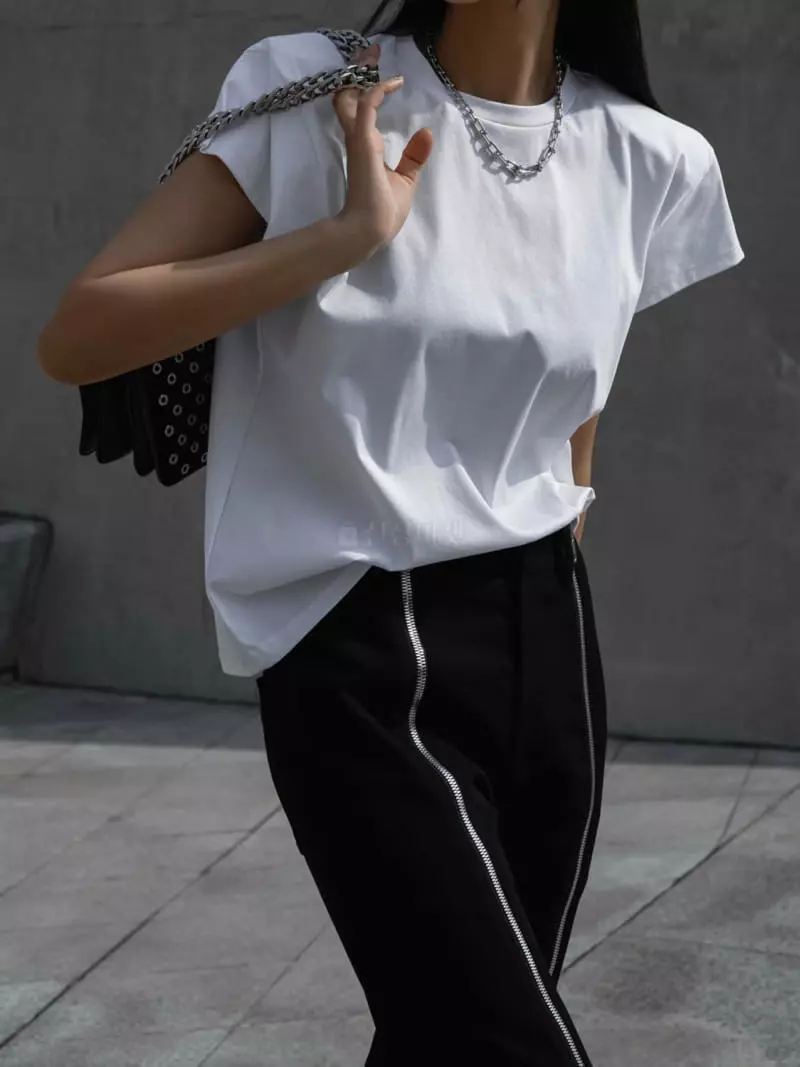 Paper Moon - Korean Women Fashion - #momslook - Classic Paded Tee - 2