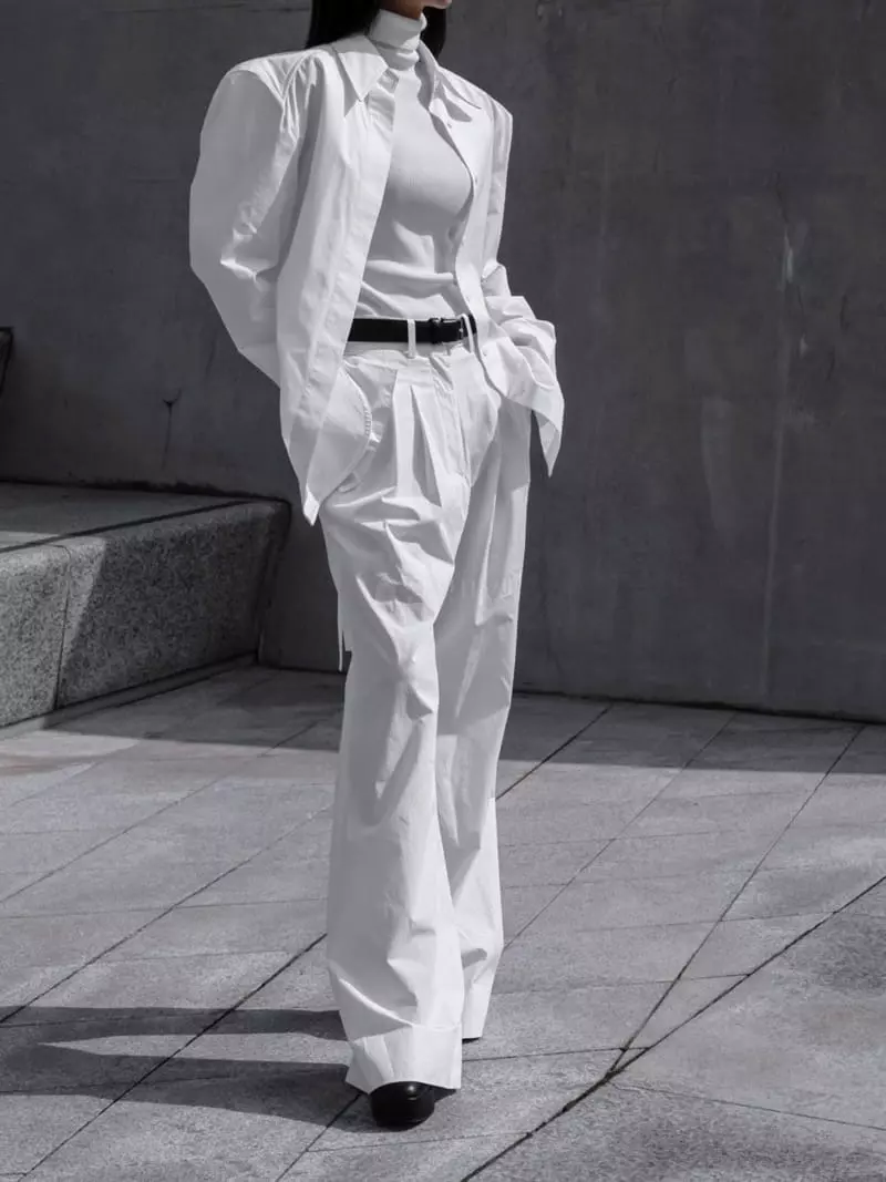 Paper Moon - Korean Women Fashion - #momslook - Paded Shoulder Shirt