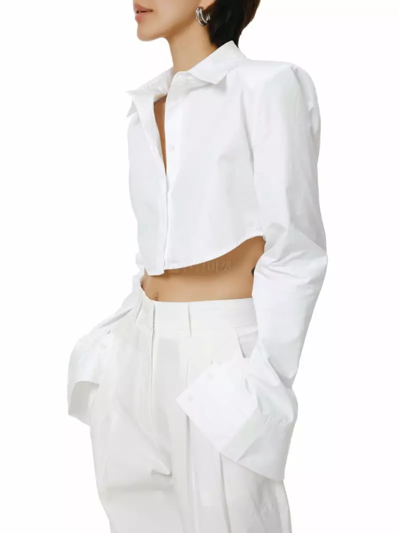 Paper Moon - Korean Women Fashion - #momslook - Luxe Pad Crop Shirt - 2