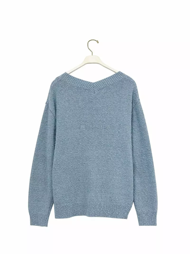 Paper Moon - Korean Women Fashion - #momslook - Over Size V Knit Top - 12