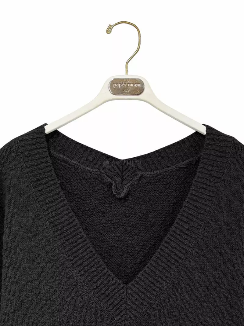 Paper Moon - Korean Women Fashion - #thelittlethings - Over Size V Knit Top - 4
