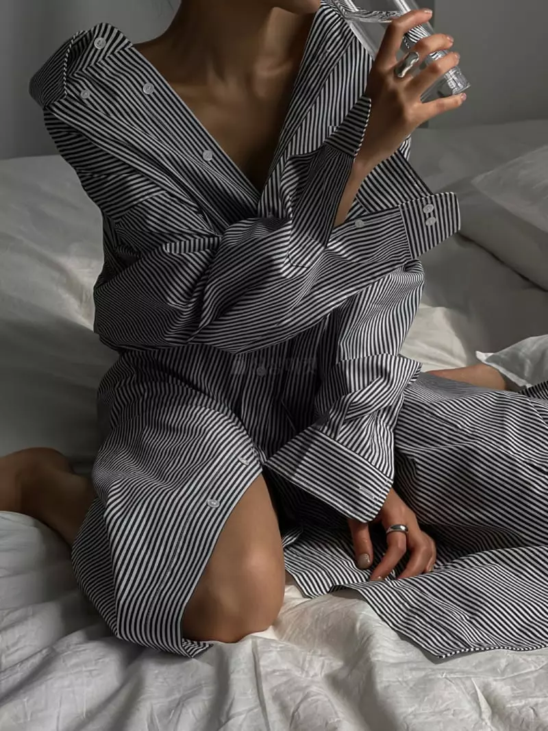 Paper Moon - Korean Women Fashion - #momslook - Stripes Swing Shirt One-piece - 6