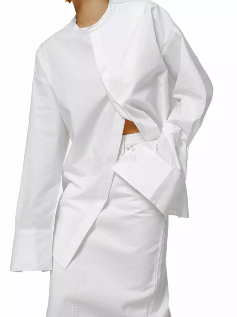 Paper Moon - Korean Women Fashion - #momslook - Unbalance Cotton Blouse - 8