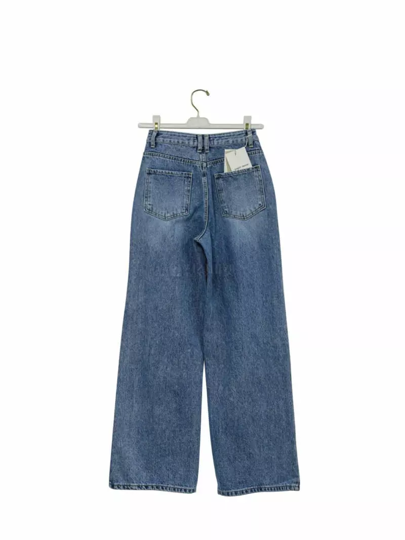 Paper Moon - Korean Women Fashion - #womensfashion - Layered Tuck Detail Jeans - 4