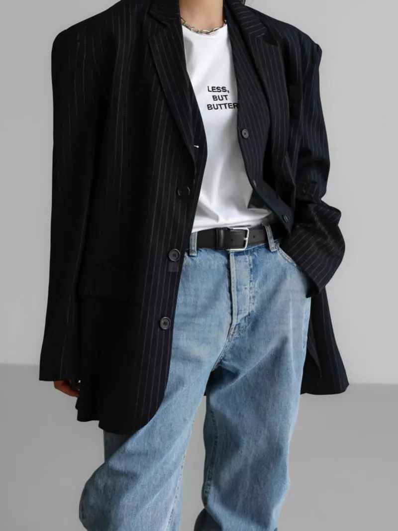 Paper Moon - Korean Women Fashion - #pursuepretty - Pin Strieps Three Button Single Wool Jacket