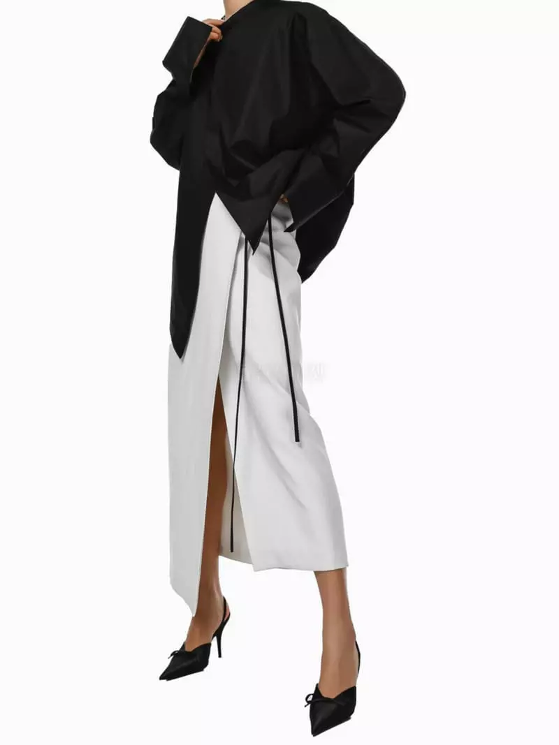Paper Moon - Korean Women Fashion - #restrostyle - Unbalance Cotton Blouse - 3