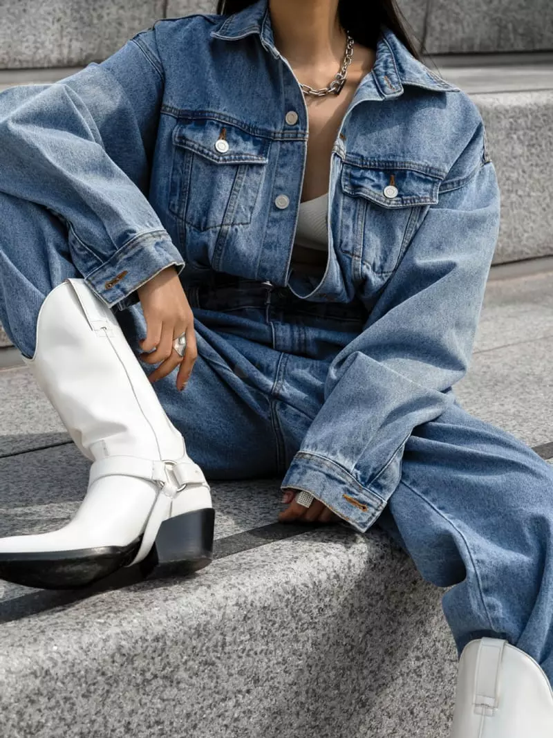 Paper Moon - Korean Women Fashion - #romanticstyle - Blue Denim Jumpsuit - 7