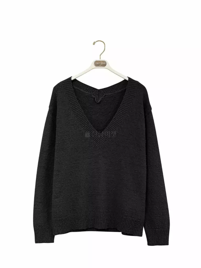 Paper Moon - Korean Women Fashion - #thatsdarling - Over Size V Knit Top - 2