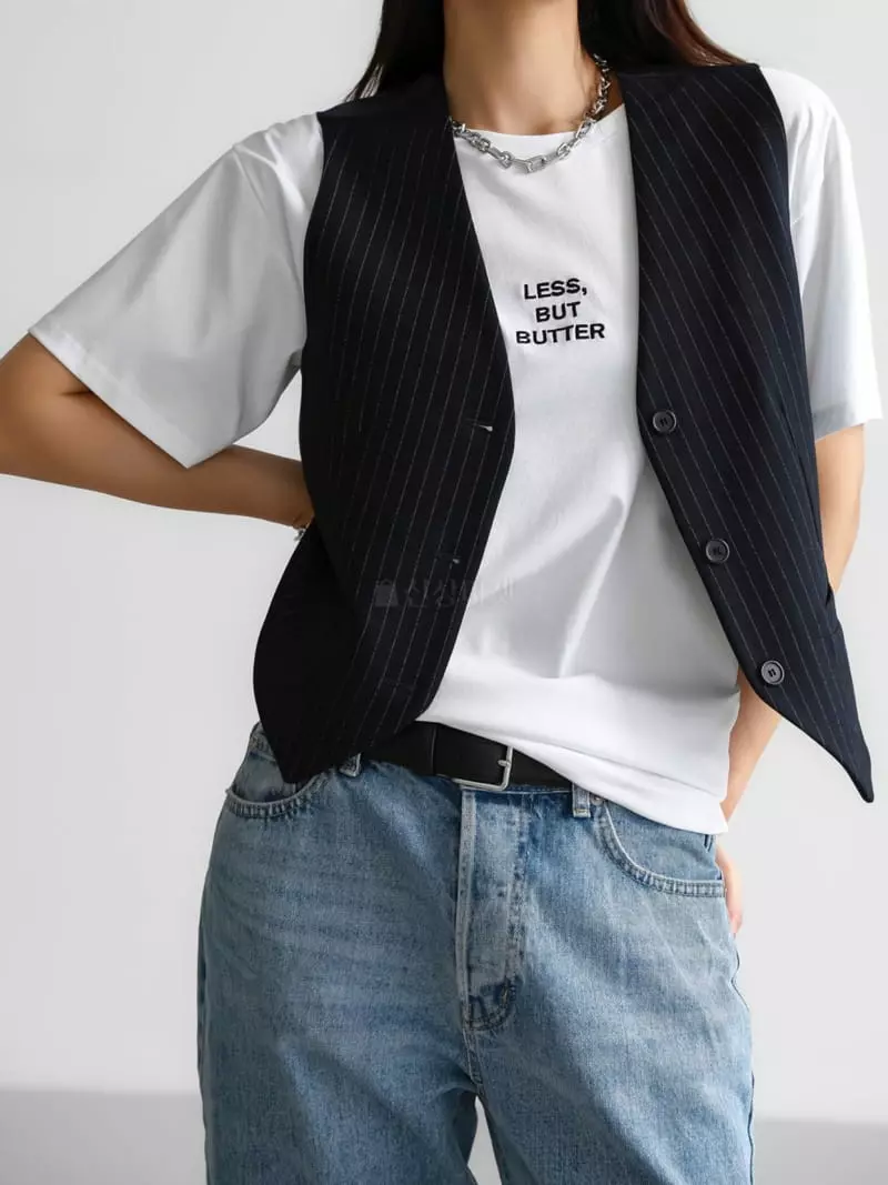 Paper Moon - Korean Women Fashion - #vintageinspired - Classic Stripes Vest - 2