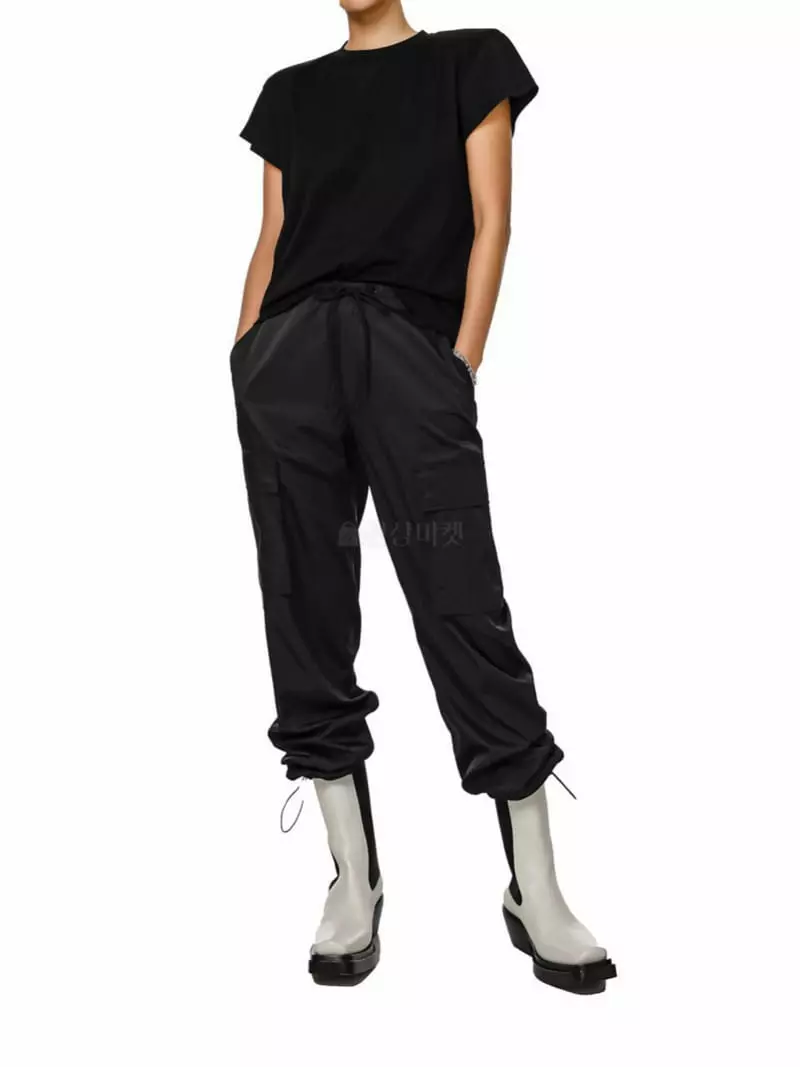 Paper Moon - Korean Women Fashion - #vintageinspired - Nylon Drawing Pocket Cargo Pants - 2
