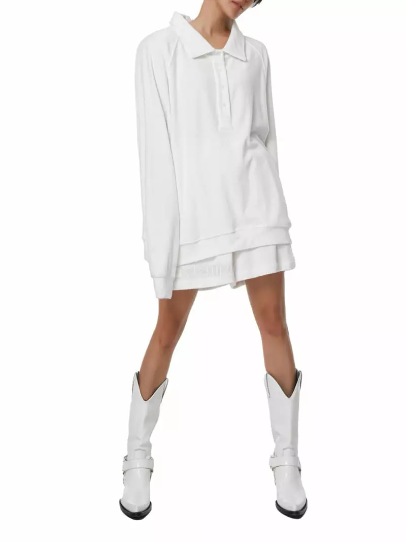 Paper Moon - Korean Women Fashion - #vintageinspired - Terry Collar Neck Line Sweatshirt - 2