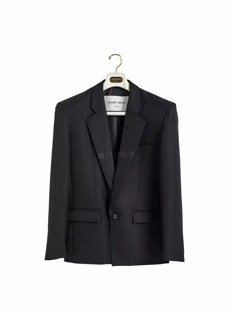 Paper Moon - Korean Women Fashion - #momslook - Square Shoulder Oversize Twill Jacket - 4
