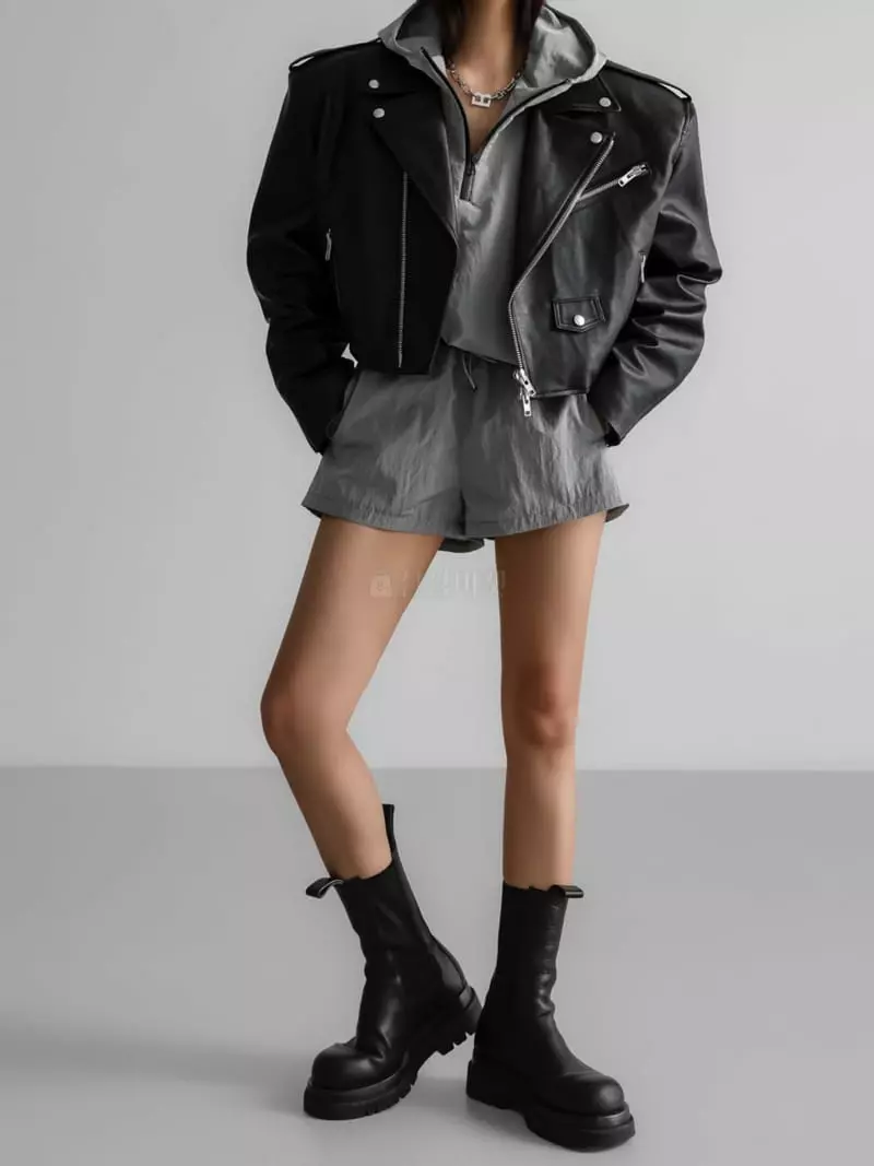 Paper Moon - Korean Women Fashion - #womensfashion - Oversize Leather Crop Jacket - 3
