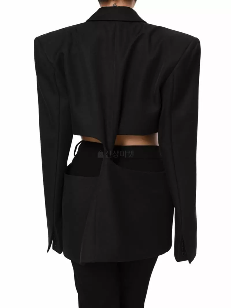 Paper Moon - Korean Women Fashion - #momslook - Square Waist Detail Minimal Jacket - 4
