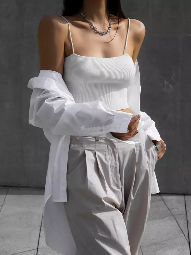 Paper Moon - Korean Women Fashion - #womensfashion - Shoulder Strap Knit Crop Top