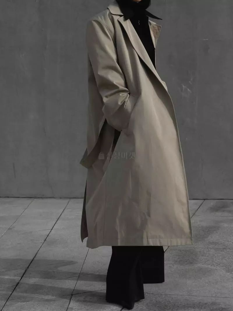 Paper Moon - Korean Women Fashion - #momslook - Oversize Wrao Detail Unbalance Trench Coat - 4